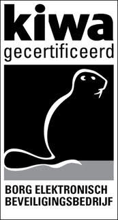 Keurmerk: Kiwa gecertificeerd, BORG elektronisch beveiligingsbedrijf